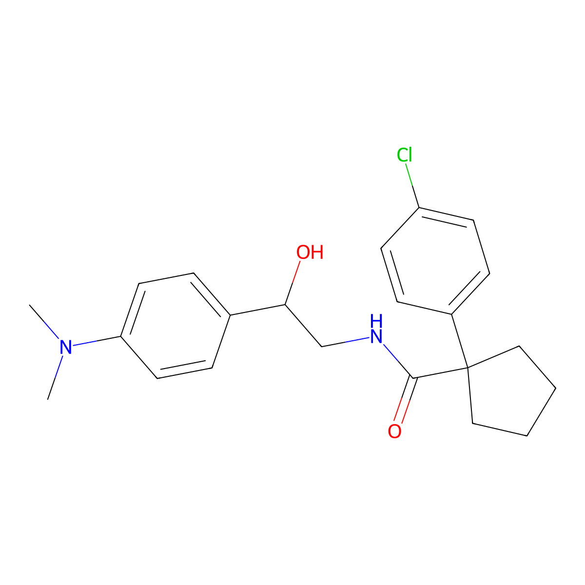 1-(4-chlorophenyl)-N-(2-(4-(dimethylamino)phenyl)-2-hydroxyethyl)cyclopentanecarboxamide molecular structure, CAS 1421498-43-2