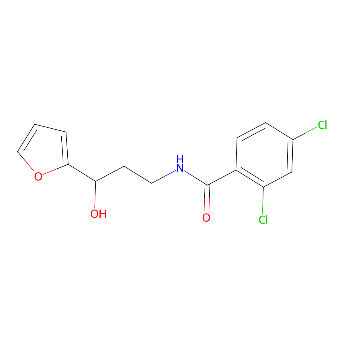 2,4-Dichloro-N-[3-(furan-2-YL)-3-hydroxypropyl]benzamide molecular structure, CAS 1421498-48-7