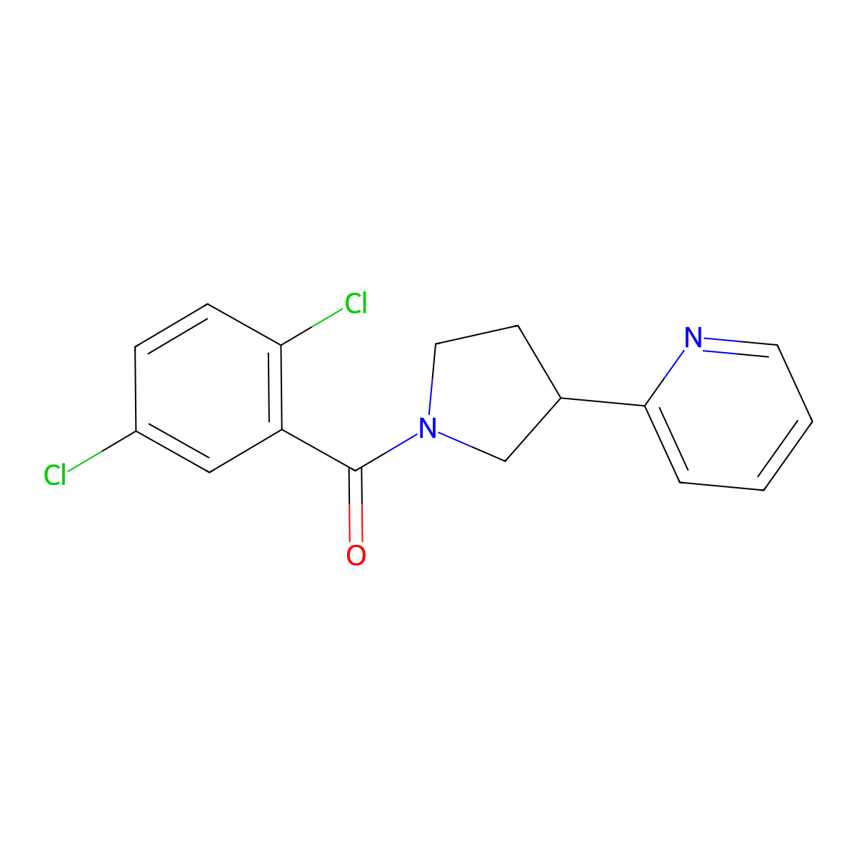 (2,5-Dichlorophenyl)(3-(pyridin-2-yl)pyrrolidin-1-yl)methanone molecular structure, CAS 1421498-51-2