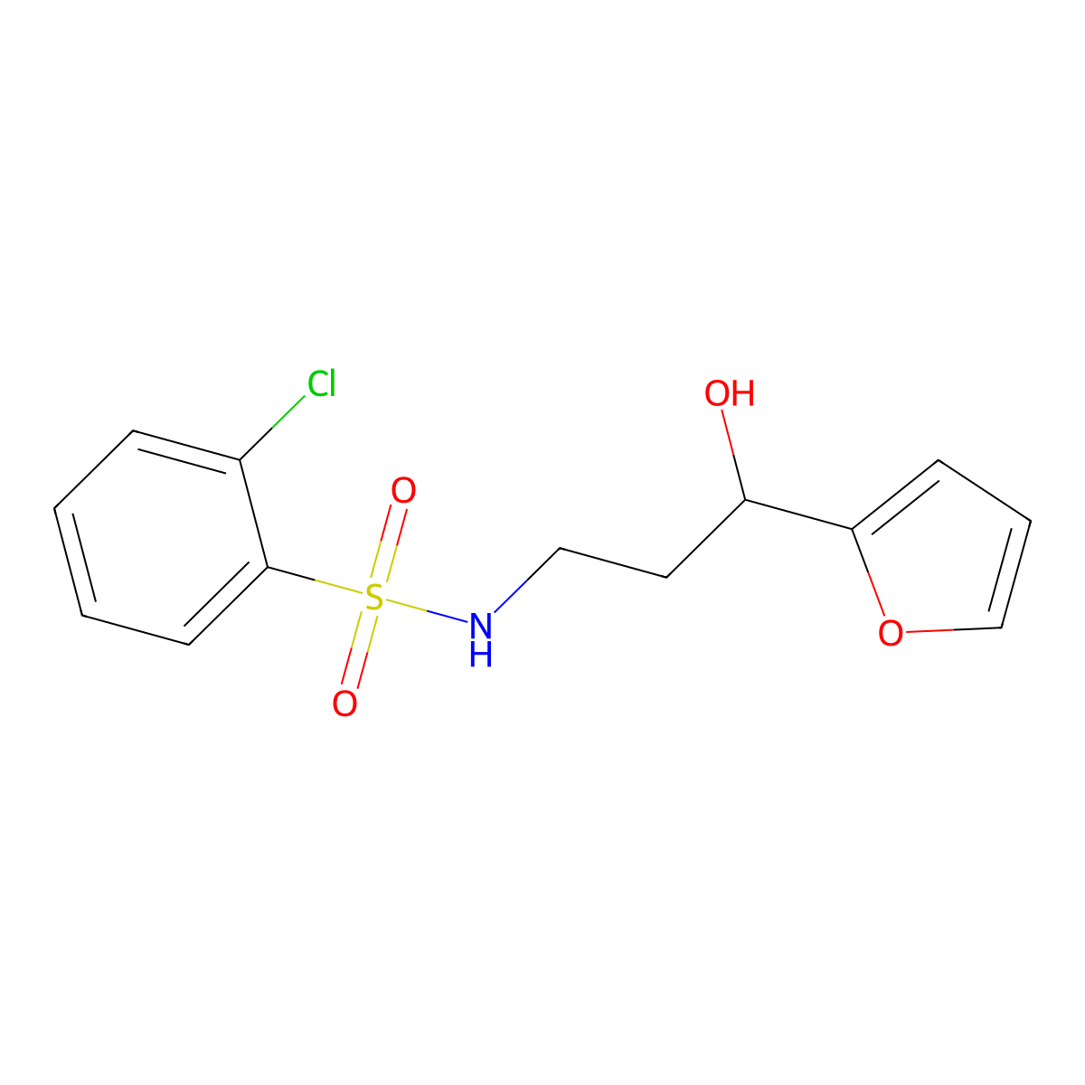 2-chloro-N-(3-(furan-2-yl)-3-hydroxypropyl)benzenesulfonamide molecular structure, CAS 1421498-52-3
