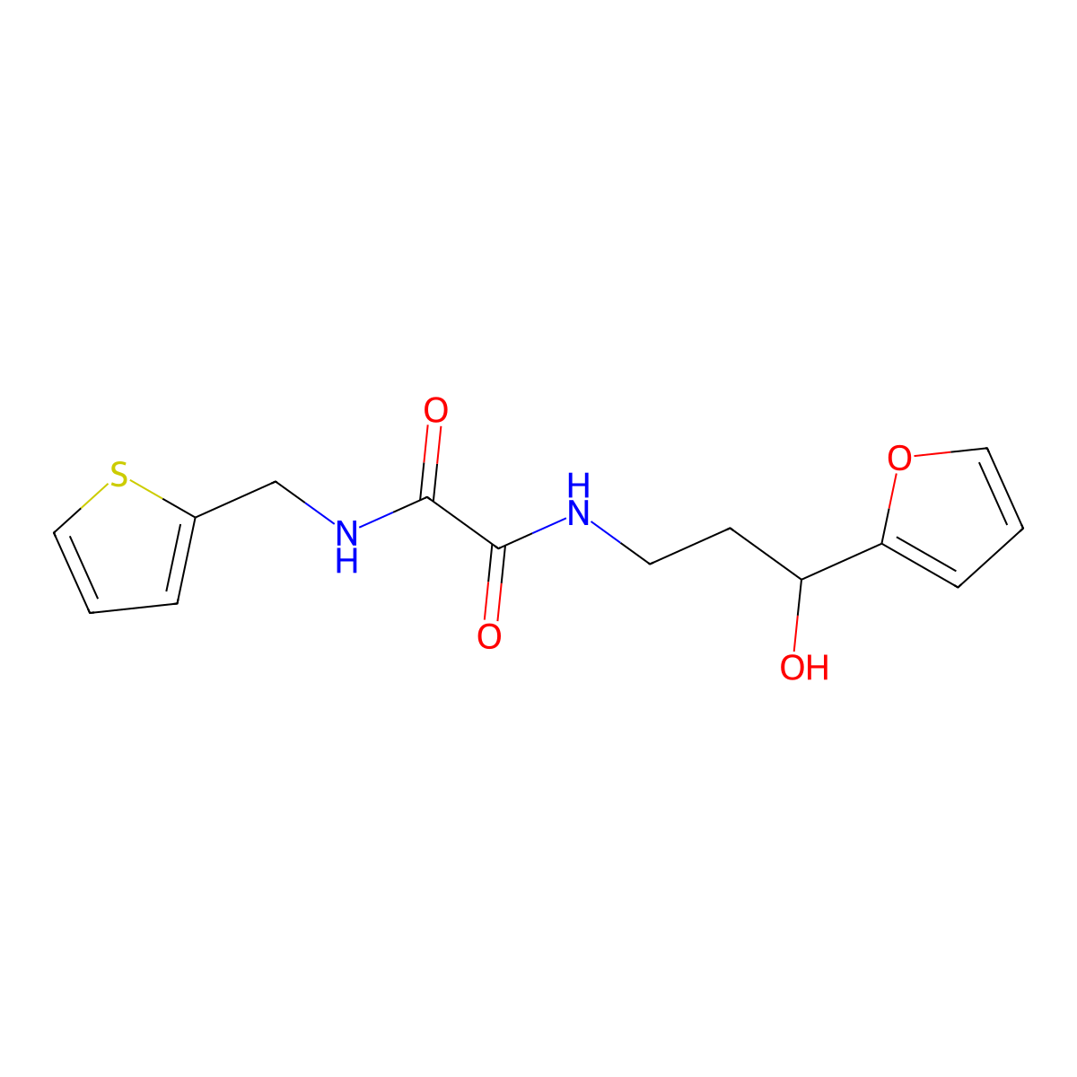 N1-(3-(furan-2-yl)-3-hydroxypropyl)-N2-(thiophen-2-ylmethyl)oxalamide molecular structure, CAS 1421498-60-3