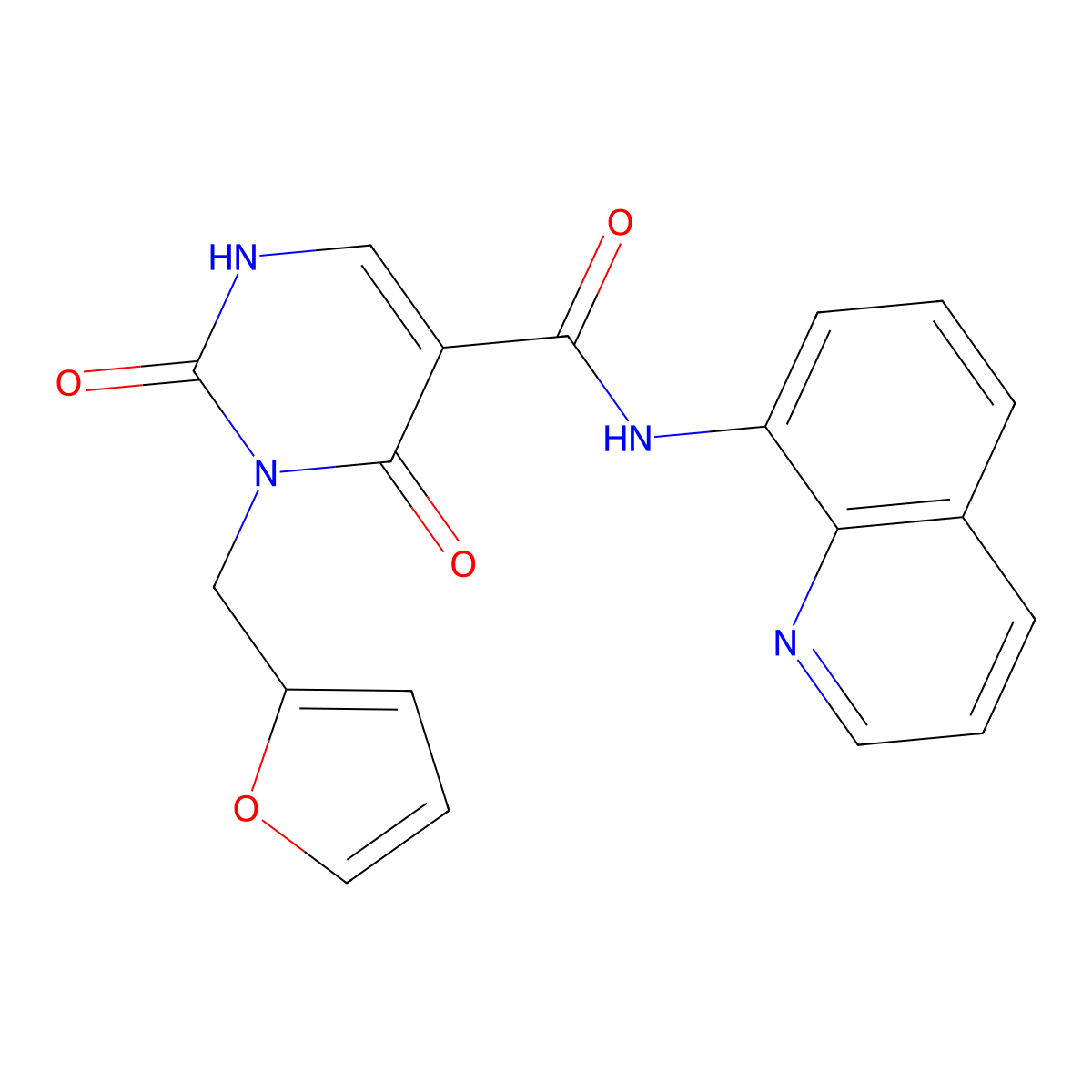 3-(furan-2-ylmethyl)-2,4-dioxo-N-(quinolin-8-yl)-1,2,3,4-tetrahydropyrimidine-5-carboxamide molecular structure, CAS 1421498-66-9