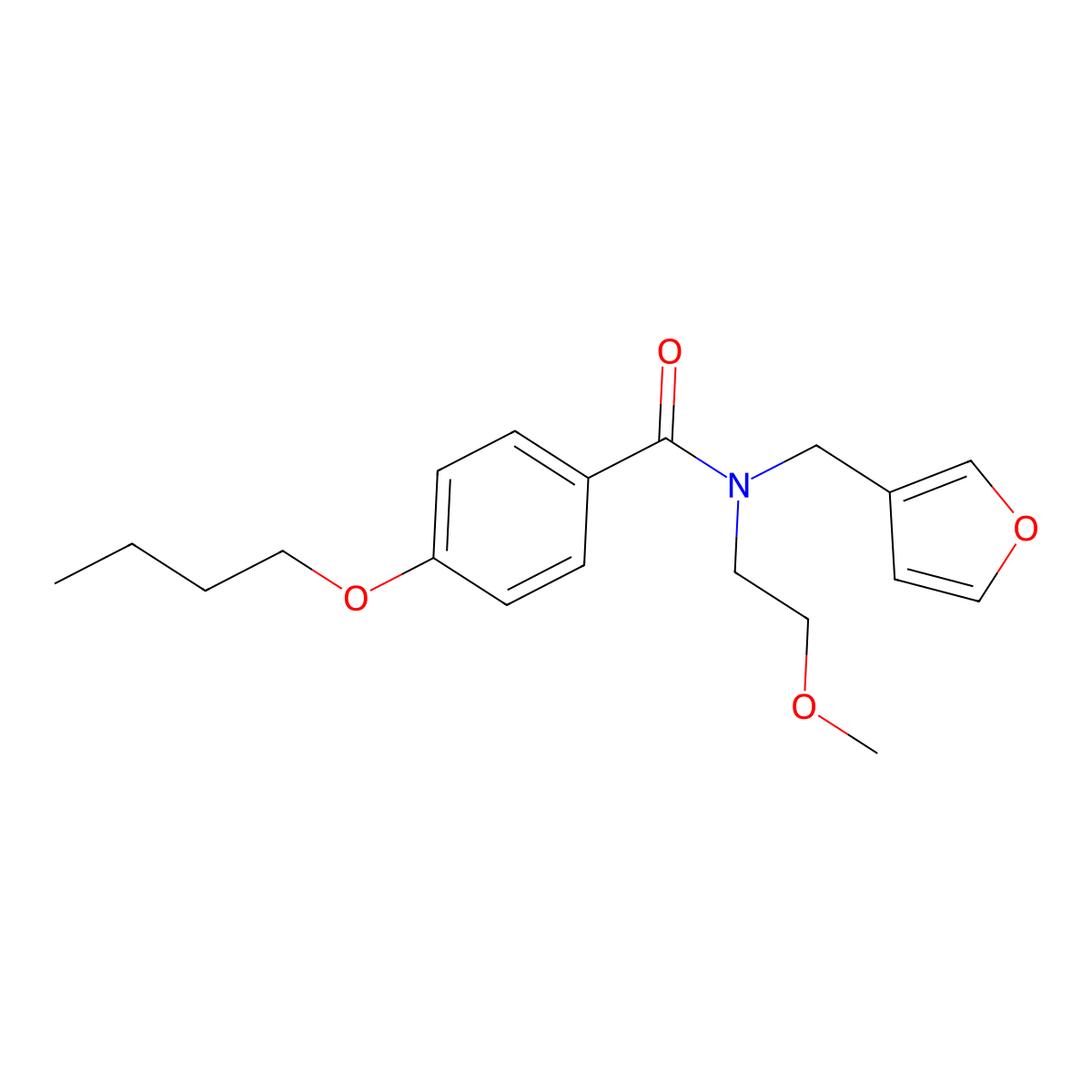 4-butoxy-N-(furan-3-ylmethyl)-N-(2-methoxyethyl)benzamide molecular structure, CAS 1421498-71-6