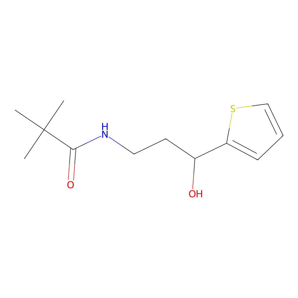 N-(3-hydroxy-3-(thiophen-2-yl)propyl)pivalamide molecular structure, CAS 1421498-85-2