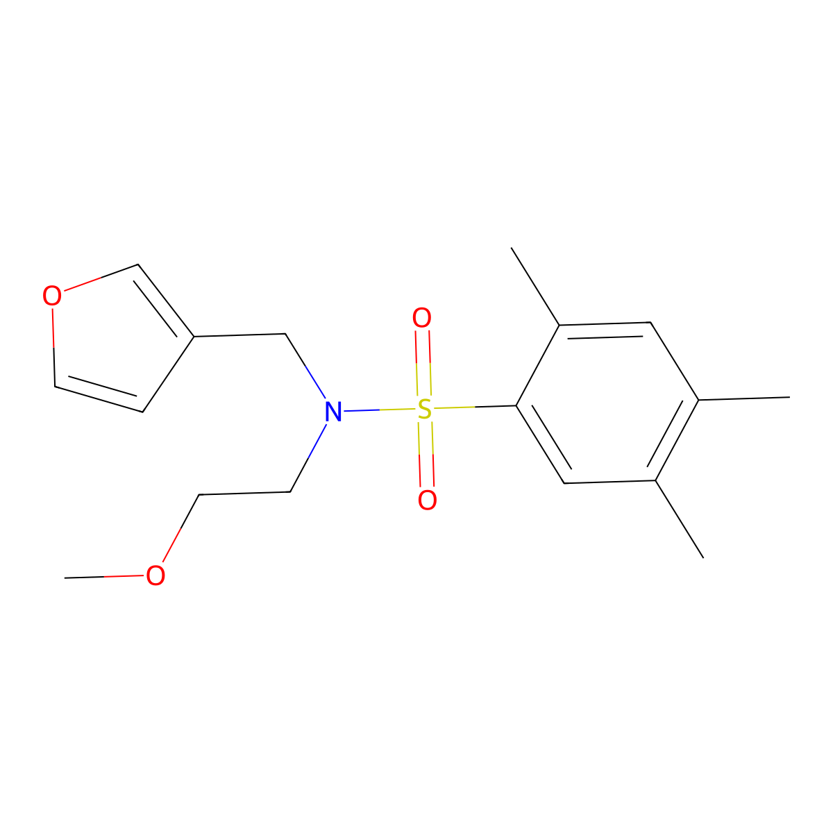 N-(furan-3-ylmethyl)-N-(2-methoxyethyl)-2,4,5-trimethylbenzenesulfonamide molecular structure, CAS 1421498-89-6