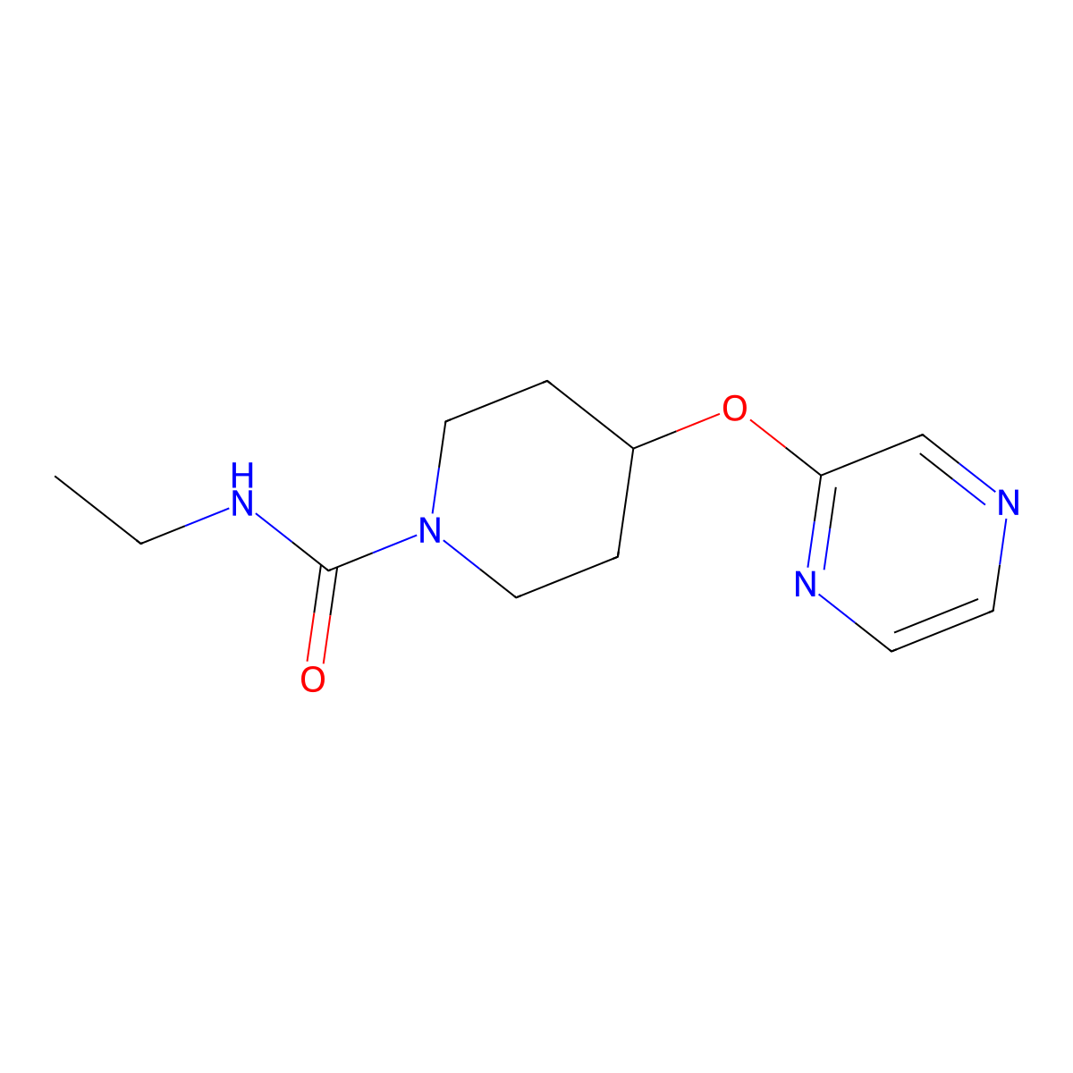 N-ethyl-4-(pyrazin-2-yloxy)piperidine-1-carboxamide molecular structure, CAS 1421498-90-9