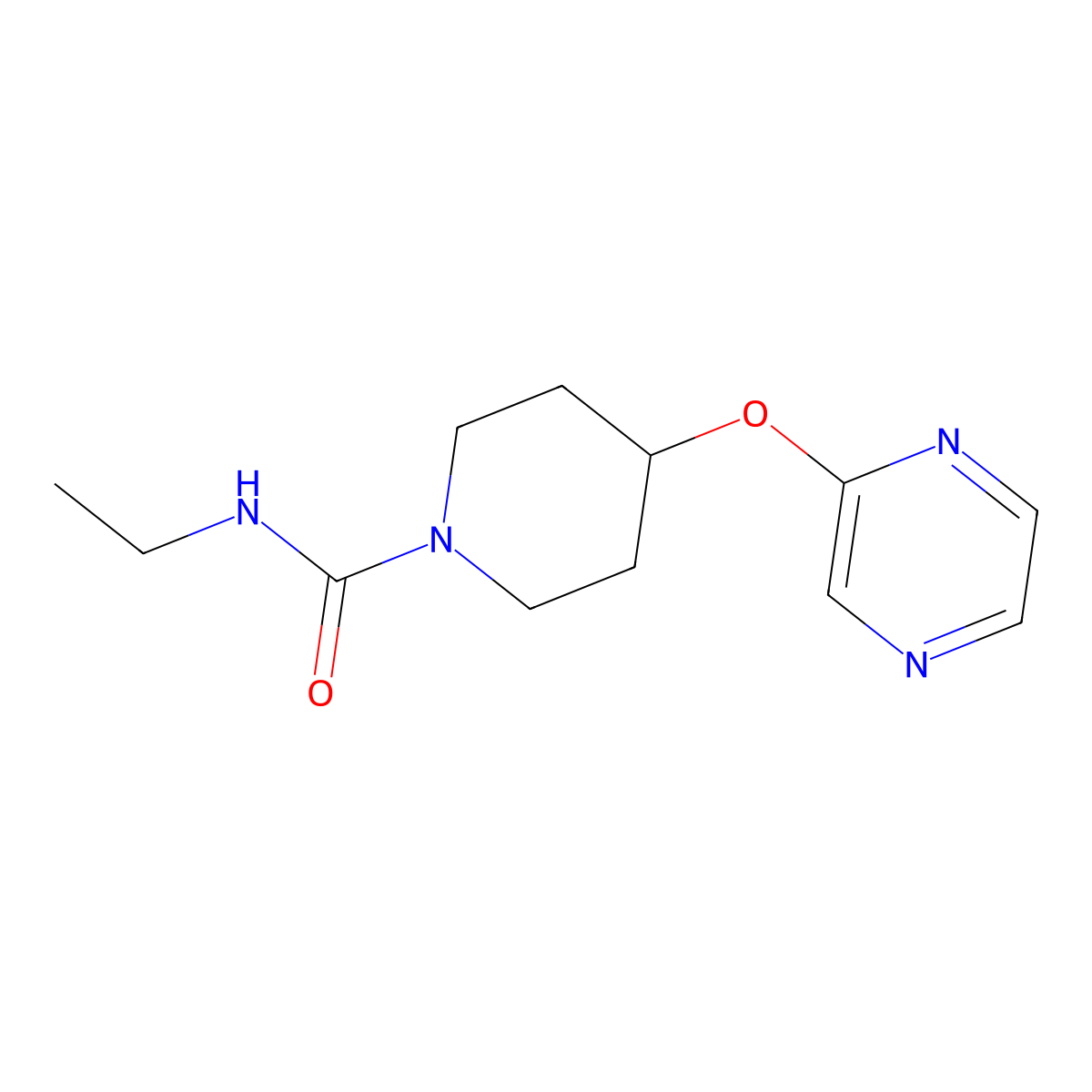 N-ethyl-4-(pyrazin-2-yloxy)piperidine-1-carboxamide molecular structure, CAS 1421498-90-9