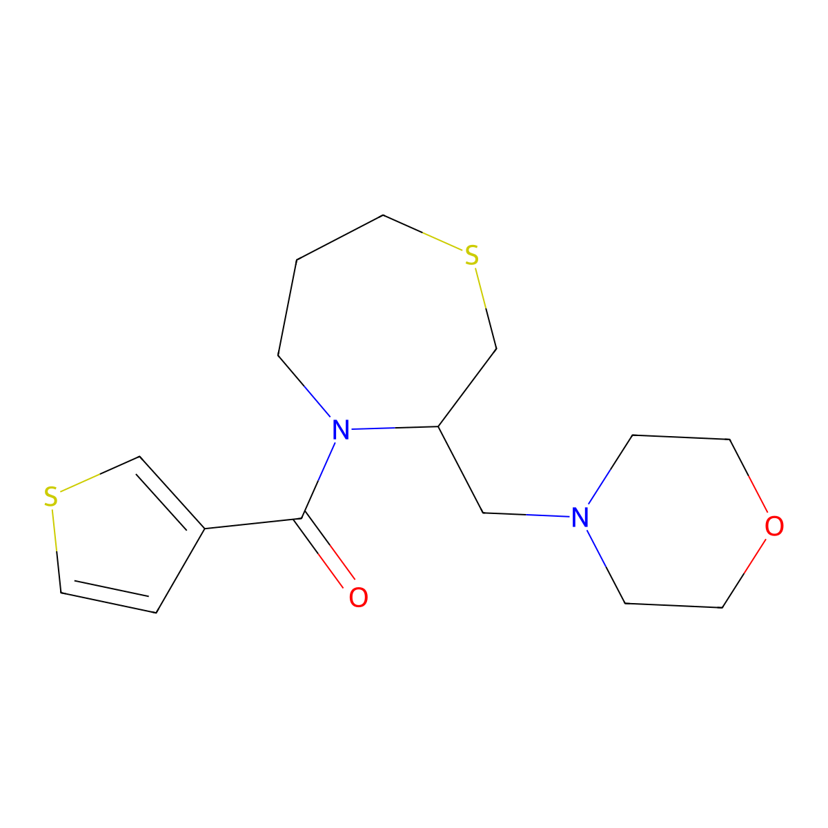 (3-(Morpholinomethyl)-1,4-thiazepan-4-yl)(thiophen-3-yl)methanone molecular structure, CAS 1421498-91-0