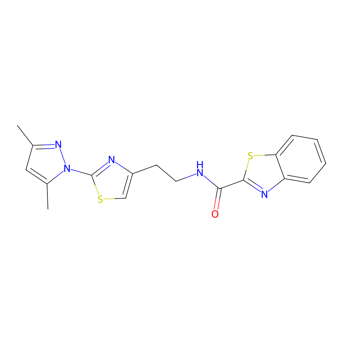 N-(2-(2-(3,5-dimethyl-1H-pyrazol-1-yl)thiazol-4-yl)ethyl)benzo[d]thiazole-2-carboxamide molecular structure, CAS 1421498-92-1