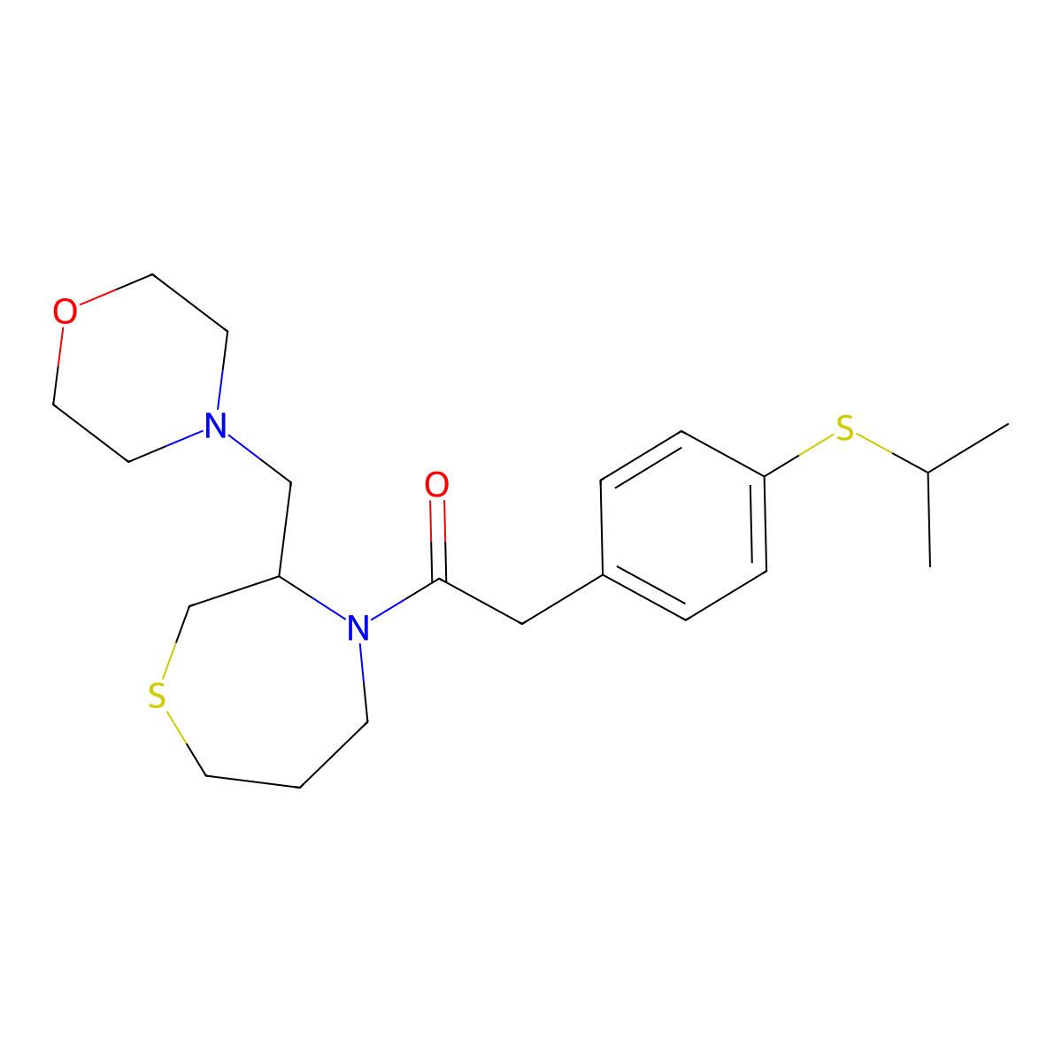 2-(4-(Isopropylthio)phenyl)-1-(3-(morpholinomethyl)-1,4-thiazepan-4-yl)ethanone molecular structure, CAS 1421498-97-6
