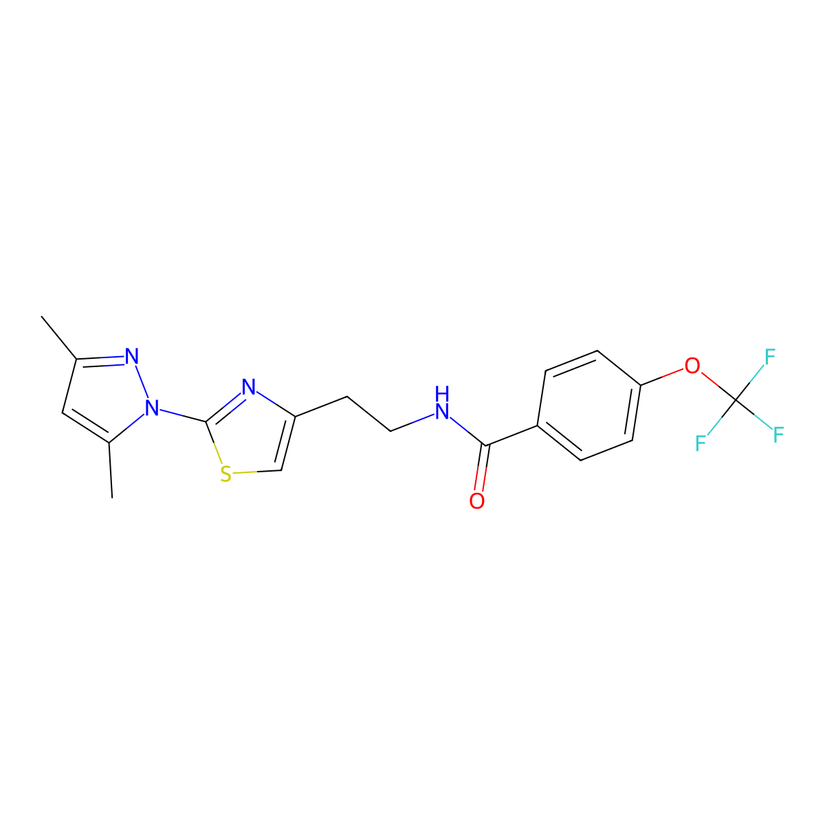 N-(2-(2-(3,5-dimethyl-1H-pyrazol-1-yl)thiazol-4-yl)ethyl)-4-(trifluoromethoxy)benzamide molecular structure, CAS 1421499-09-3