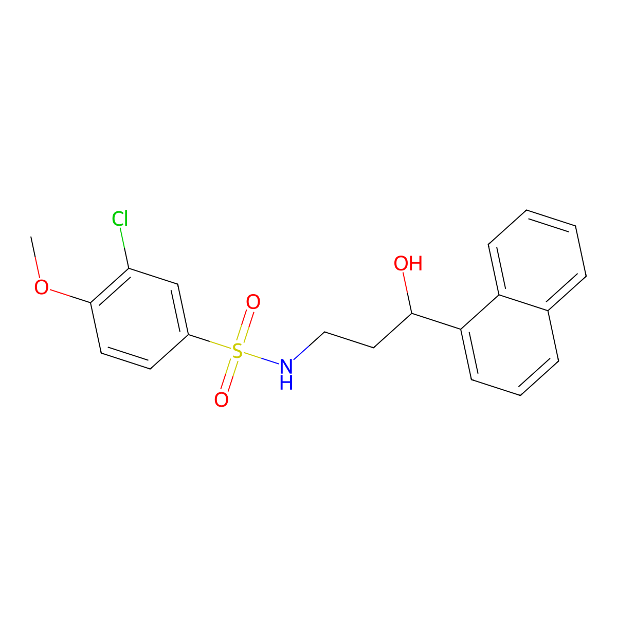 3-chloro-N-(3-hydroxy-3-(naphthalen-1-yl)propyl)-4-methoxybenzenesulfonamide molecular structure, CAS 1421499-10-6