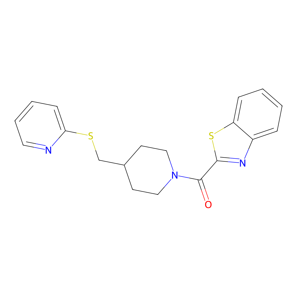 Benzo[d]thiazol-2-yl(4-((pyridin-2-ylthio)methyl)piperidin-1-yl)methanone molecular structure, CAS 1421499-21-9