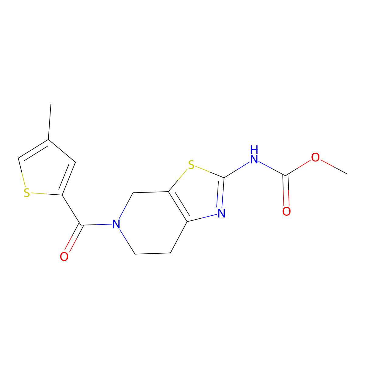 Methyl (5-(4-methylthiophene-2-carbonyl)-4,5,6,7-tetrahydrothiazolo[5,4-c]pyridin-2-yl)carbamate molecular structure, CAS 1421499-28-6