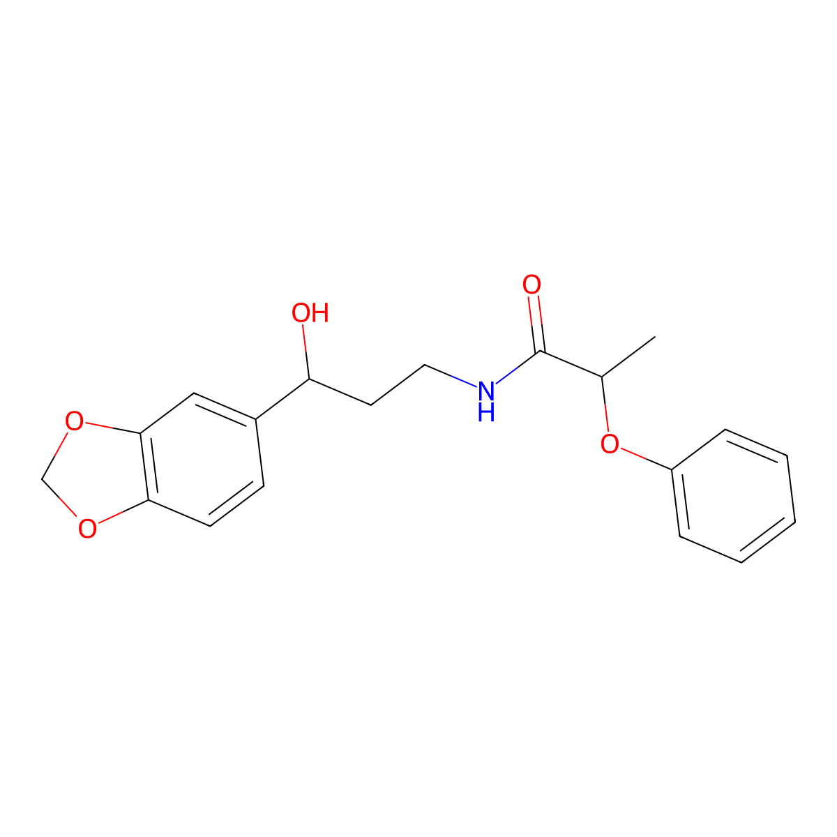 N-(3-(benzo[d][1,3]dioxol-5-yl)-3-hydroxypropyl)-2-phenoxypropanamide molecular structure, CAS 1421499-33-3