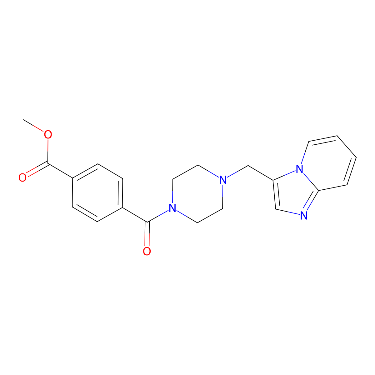 Methyl 4-(4-(imidazo[1,2-a]pyridin-3-ylmethyl)piperazine-1-carbonyl)benzoate molecular structure, CAS 1421499-34-4