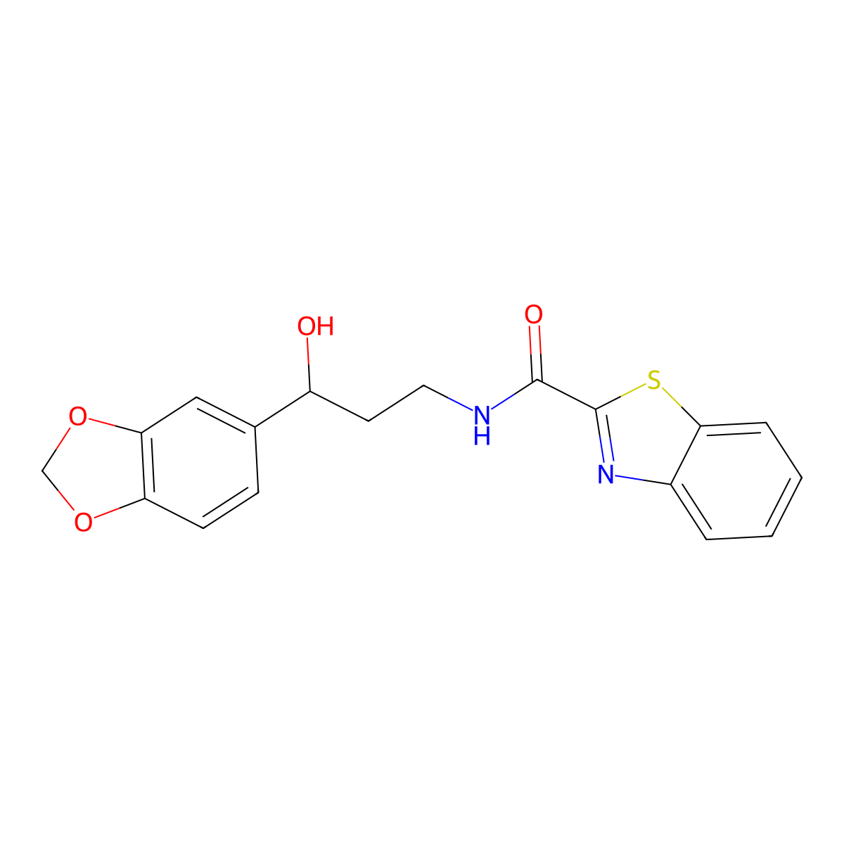 N-(3-(benzo[d][1,3]dioxol-5-yl)-3-hydroxypropyl)benzo[d]thiazole-2-carboxamide molecular structure, CAS 1421499-40-2