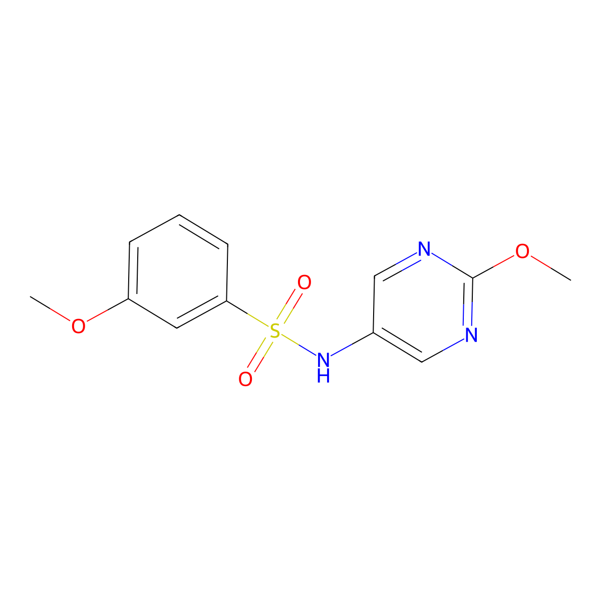 3-methoxy-N-(2-methoxypyrimidin-5-yl)benzenesulfonamide molecular structure, CAS 1421499-44-6