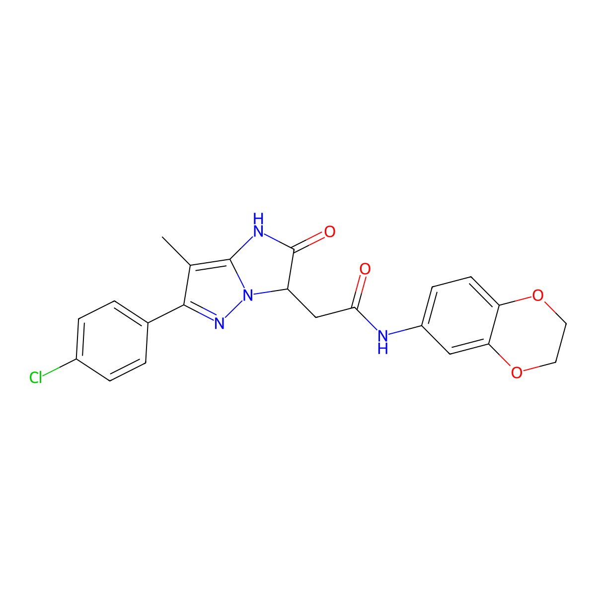 2-(6-(4-chlorophenyl)-7-methyl-2-oxo-2,3-dihydro-1H-imidazo[1,2-b]pyrazol-3-yl)-N-(2,3-dihydrobenzo[b][1,4]dioxin-6-yl)acetamide molecular structure, CAS 1421499-48-0