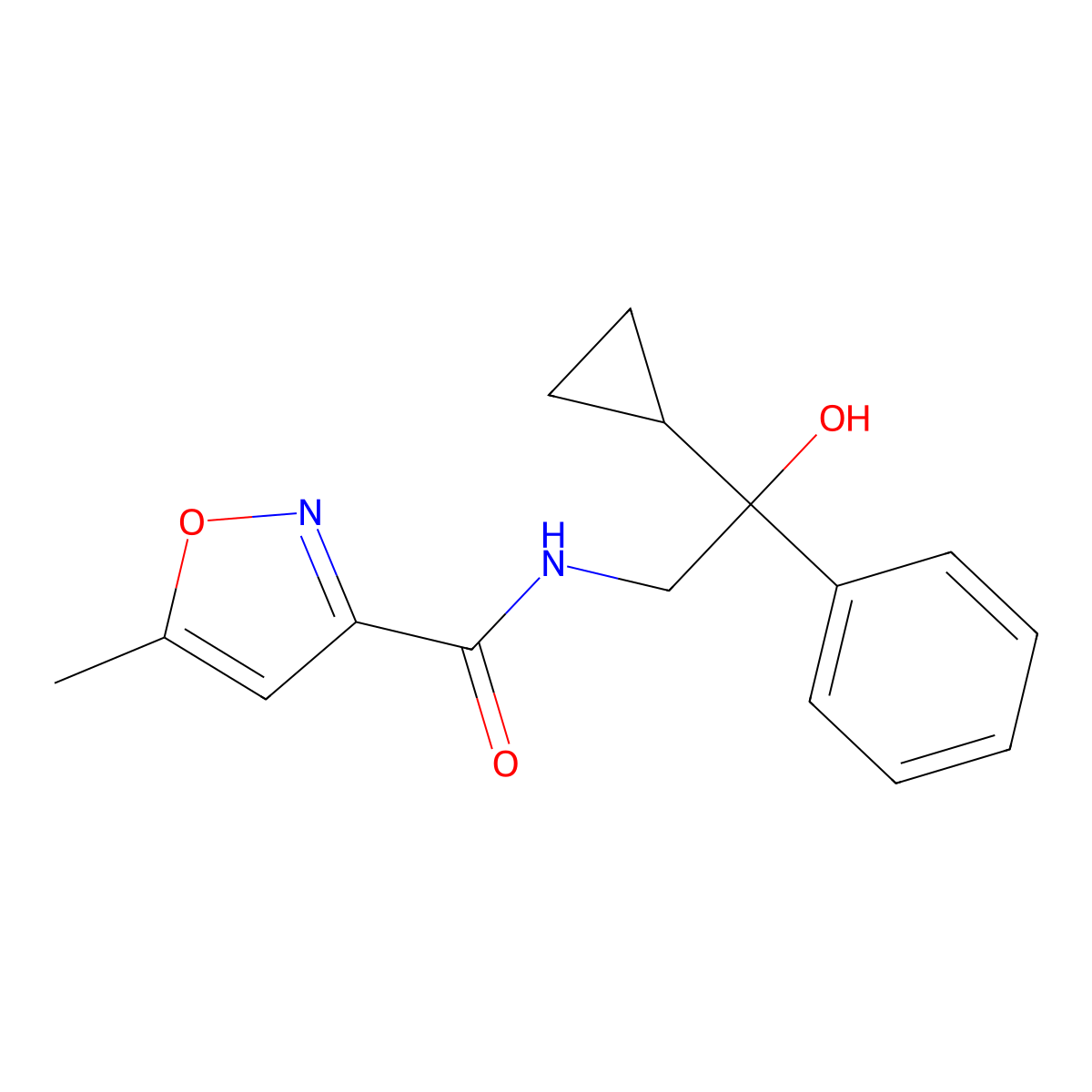 N-(2-cyclopropyl-2-hydroxy-2-phenylethyl)-5-methylisoxazole-3-carboxamide molecular structure, CAS 1421499-49-1