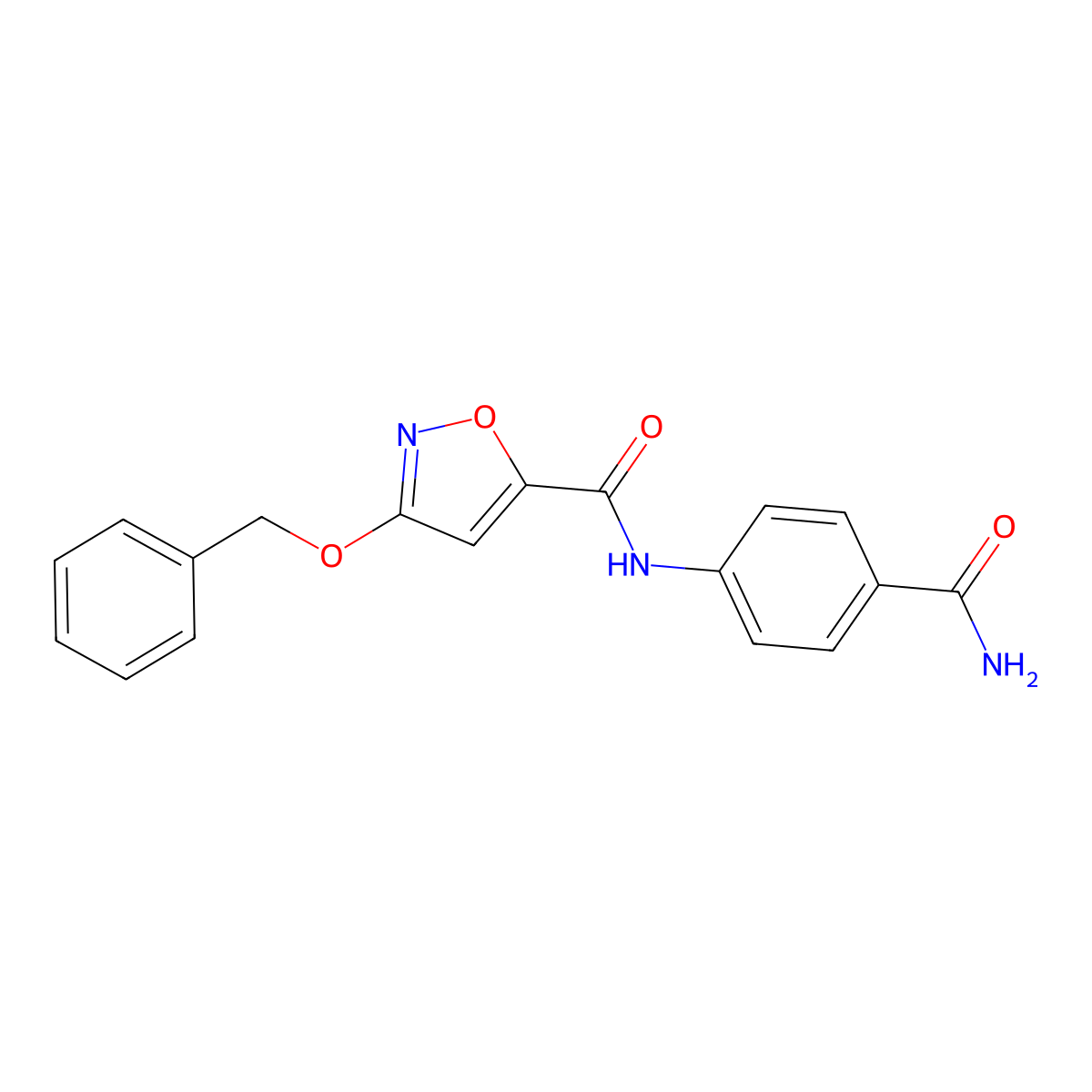 3-(benzyloxy)-N-(4-carbamoylphenyl)isoxazole-5-carboxamide molecular structure, CAS 1421499-53-7