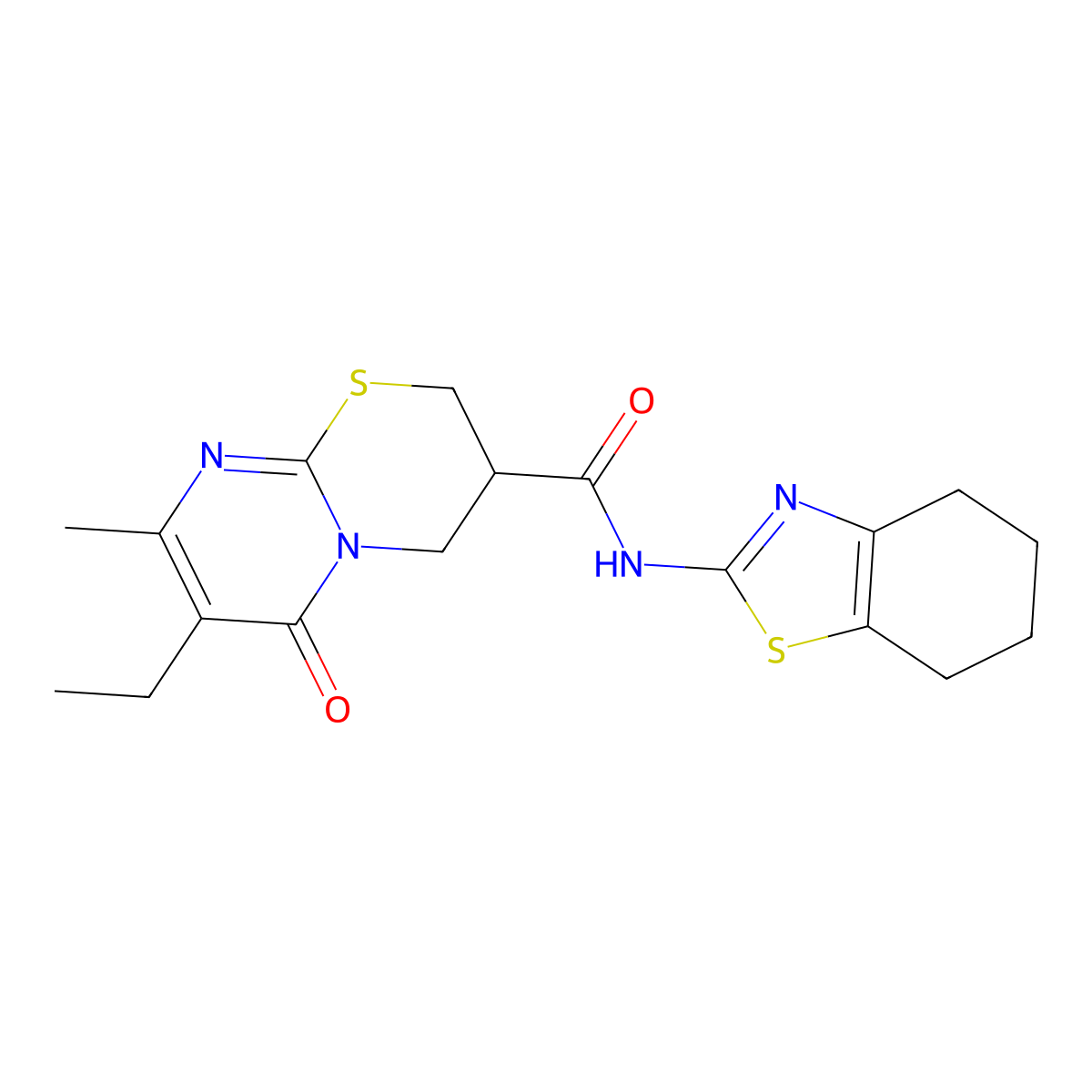 7-ethyl-8-methyl-6-oxo-N-(4,5,6,7-tetrahydrobenzo[d]thiazol-2-yl)-2,3,4,6-tetrahydropyrimido[2,1-b][1,3]thiazine-3-carboxamide molecular structure, CAS 1421499-58-2