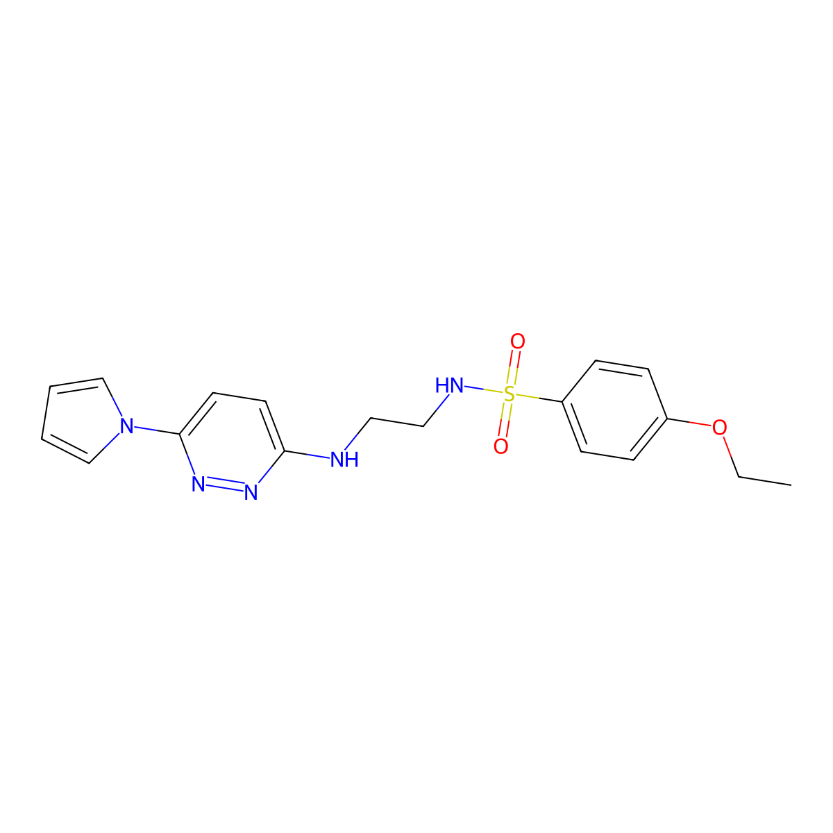 N-(2-((6-(1H-pyrrol-1-yl)pyridazin-3-yl)amino)ethyl)-4-ethoxybenzenesulfonamide molecular structure, CAS 1421499-60-6