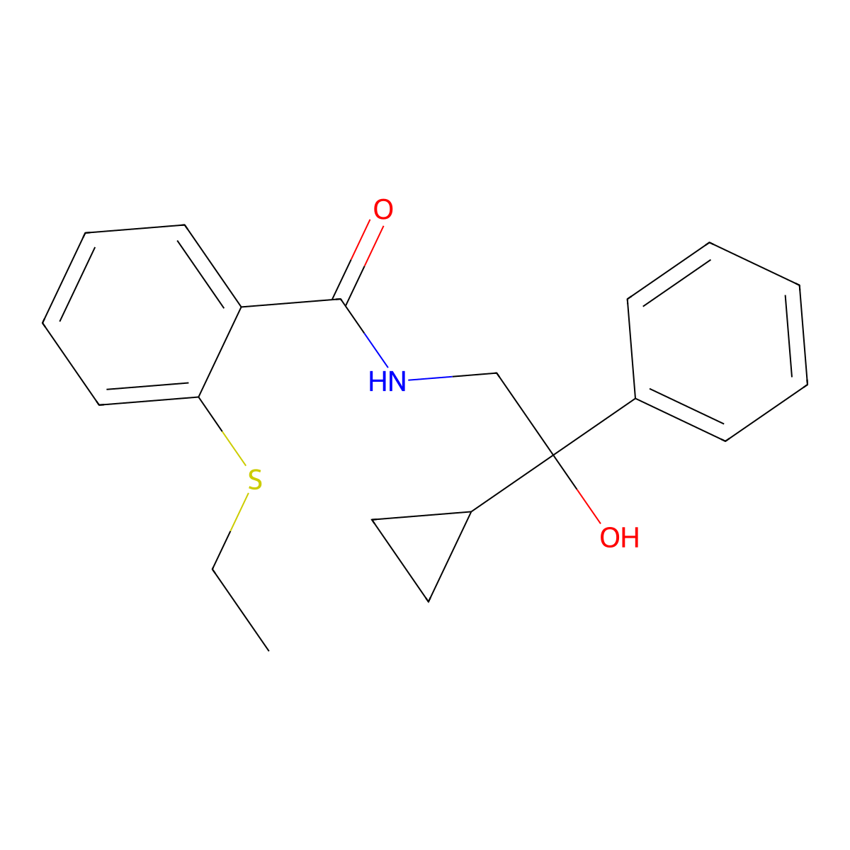 N-(2-cyclopropyl-2-hydroxy-2-phenylethyl)-2-(ethylthio)benzamide molecular structure, CAS 1421499-65-1