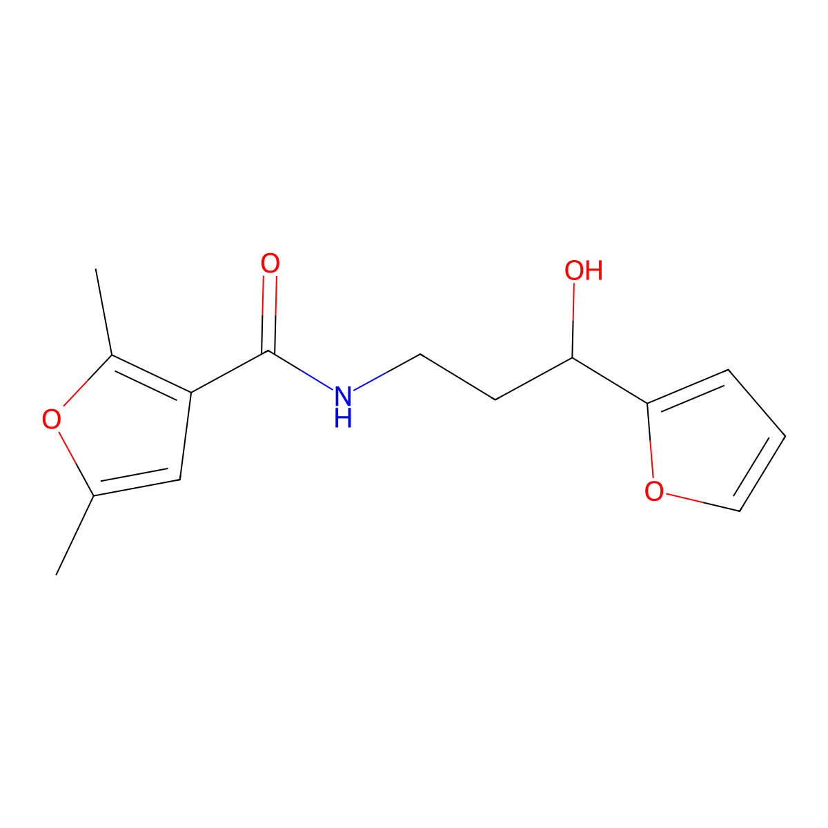 N-[3-(Furan-2-YL)-3-hydroxypropyl]-2,5-dimethylfuran-3-carboxamide molecular structure, CAS 1421499-67-3