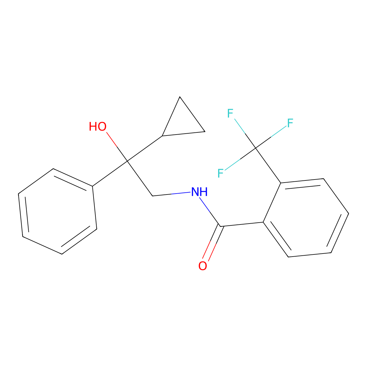 N-(2-cyclopropyl-2-hydroxy-2-phenylethyl)-2-(trifluoromethyl)benzamide molecular structure, CAS 1421499-72-0