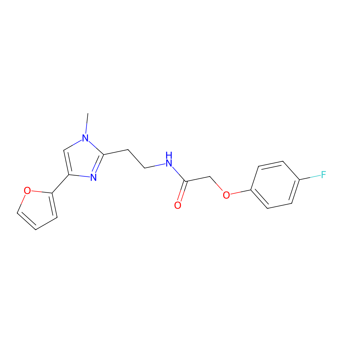 2-(4-fluorophenoxy)-N-{2-[4-(furan-2-yl)-1-methyl-1H-imidazol-2-yl]ethyl}acetamide molecular structure, CAS 1421499-73-1