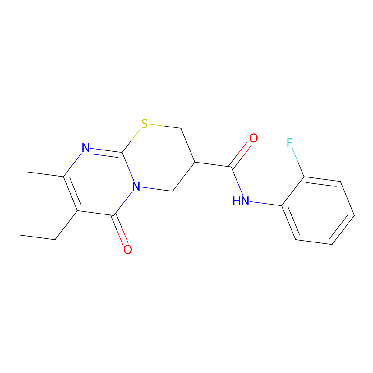 7-ethyl-N-(2-fluorophenyl)-8-methyl-6-oxo-2,3,4,6-tetrahydropyrimido[2,1-b][1,3]thiazine-3-carboxamide molecular structure, CAS 1421499-74-2