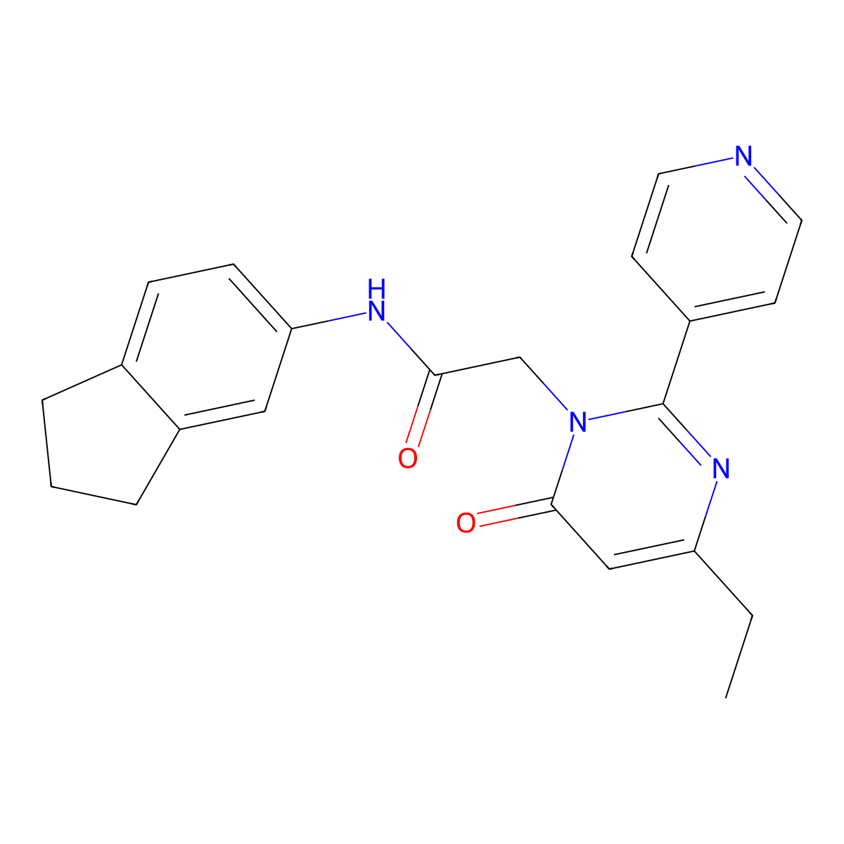 N-(2,3-dihydro-1H-inden-5-yl)-2-(4-ethyl-6-oxo-2-(pyridin-4-yl)pyrimidin-1(6H)-yl)acetamide molecular structure, CAS 1421499-77-5