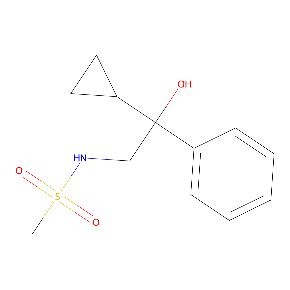 N-(2-cyclopropyl-2-hydroxy-2-phenylethyl)methanesulfonamide molecular structure, CAS 1421499-79-7
