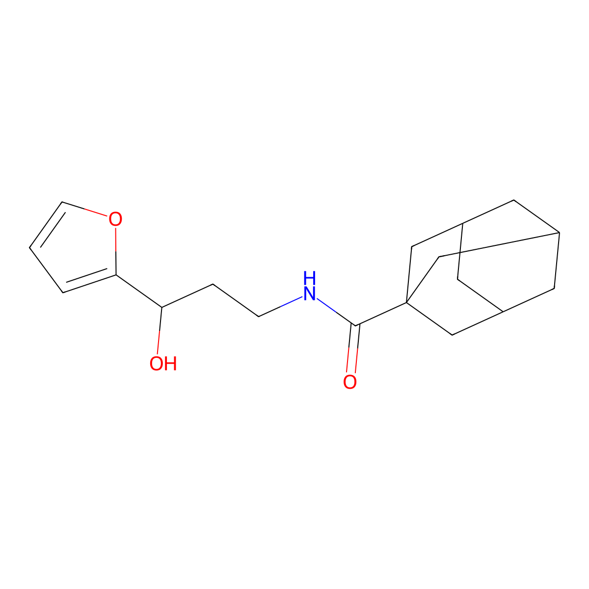 N-[3-(furan-2-yl)-3-hydroxypropyl]adamantane-1-carboxamide molecular structure, CAS 1421499-81-1