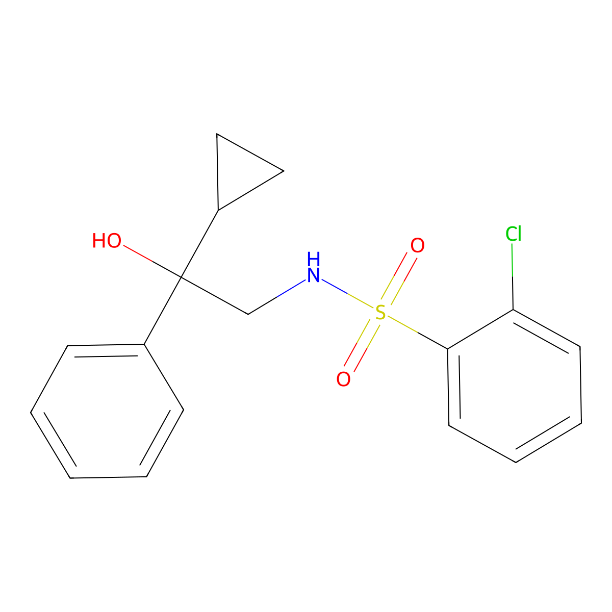 2-chloro-N-(2-cyclopropyl-2-hydroxy-2-phenylethyl)benzenesulfonamide molecular structure, CAS 1421499-87-7