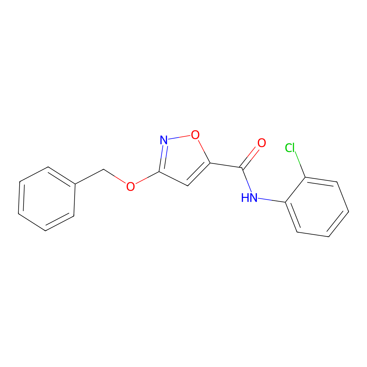 3-(benzyloxy)-N-(2-chlorophenyl)isoxazole-5-carboxamide molecular structure, CAS 1421499-89-9