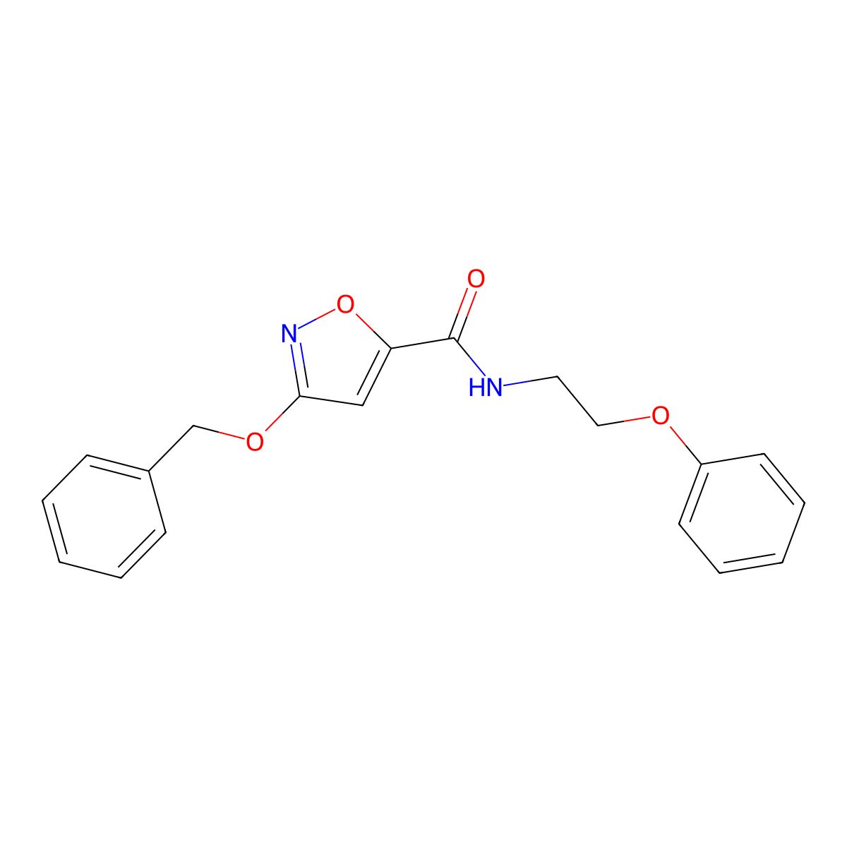 3-(benzyloxy)-N-(2-phenoxyethyl)isoxazole-5-carboxamide molecular structure, CAS 1421499-97-9