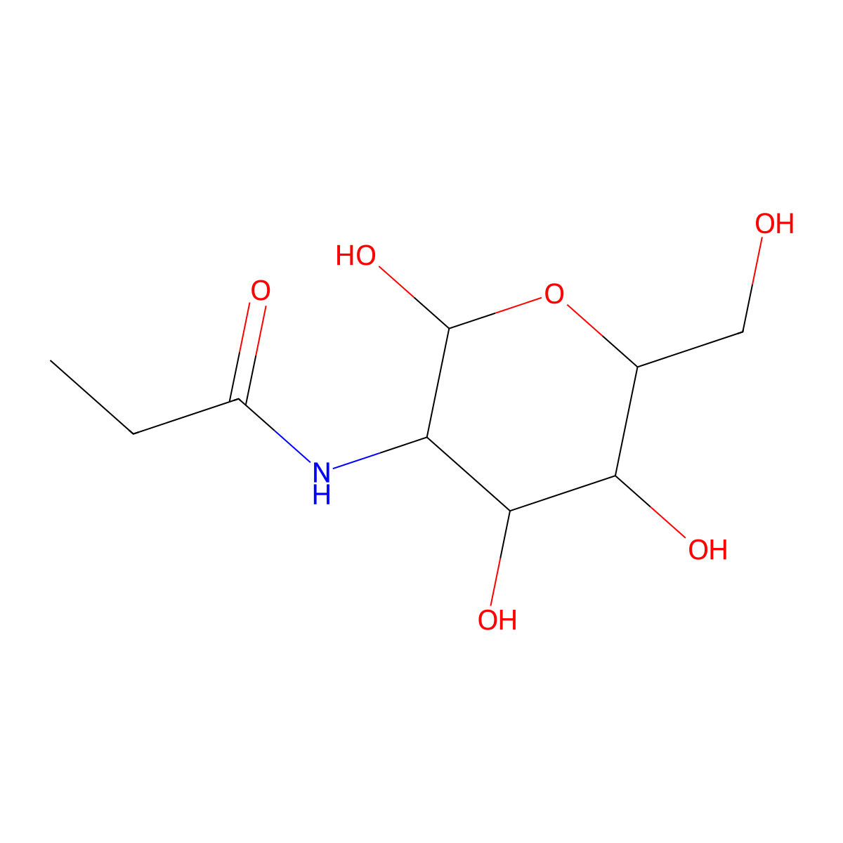 N-((3R,4R,5S,6R)-2,4,5-Trihydroxy-6-(hydroxymethyl)tetrahydro-2H-pyran-3-yl)propionamide molecular structure, CAS 14215-79-3