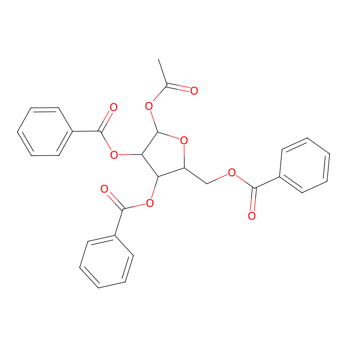 1-O-Acetyl-2,3,5-tri-O-benzoyl-D-ribofuranose molecular structure, CAS 14215-97-5