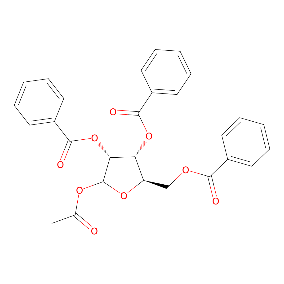 1-O-Acetyl-2,3,5-tri-O-benzoyl-D-ribofuranose molecular structure, CAS 14215-97-5
