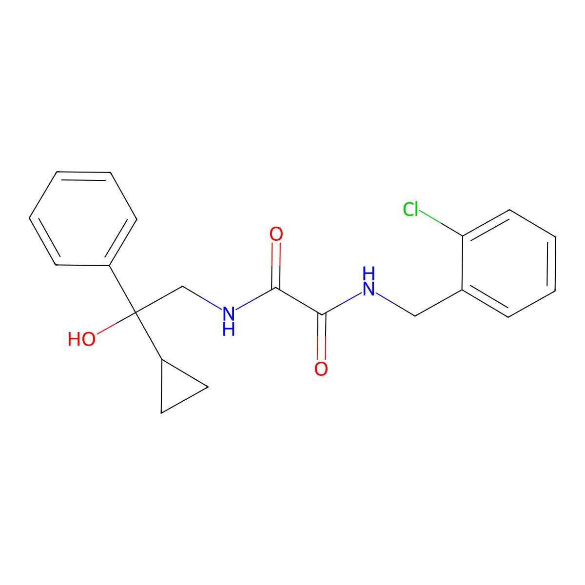 N1-(2-chlorobenzyl)-N2-(2-cyclopropyl-2-hydroxy-2-phenylethyl)oxalamide molecular structure, CAS 1421500-02-8