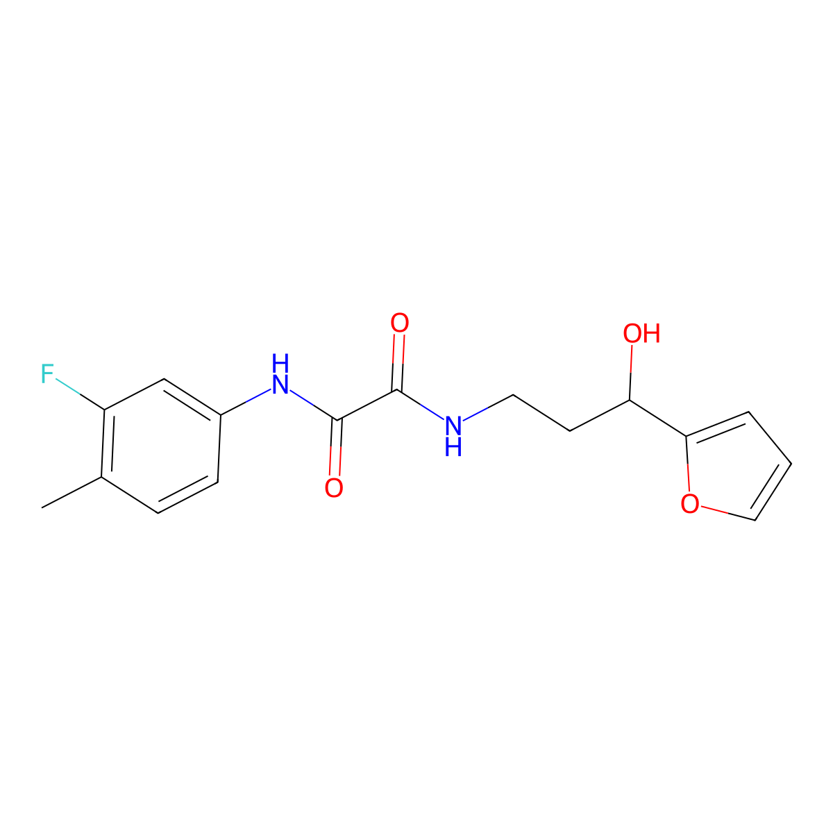 N1-(3-fluoro-4-methylphenyl)-N2-(3-(furan-2-yl)-3-hydroxypropyl)oxalamide molecular structure, CAS 1421500-05-1