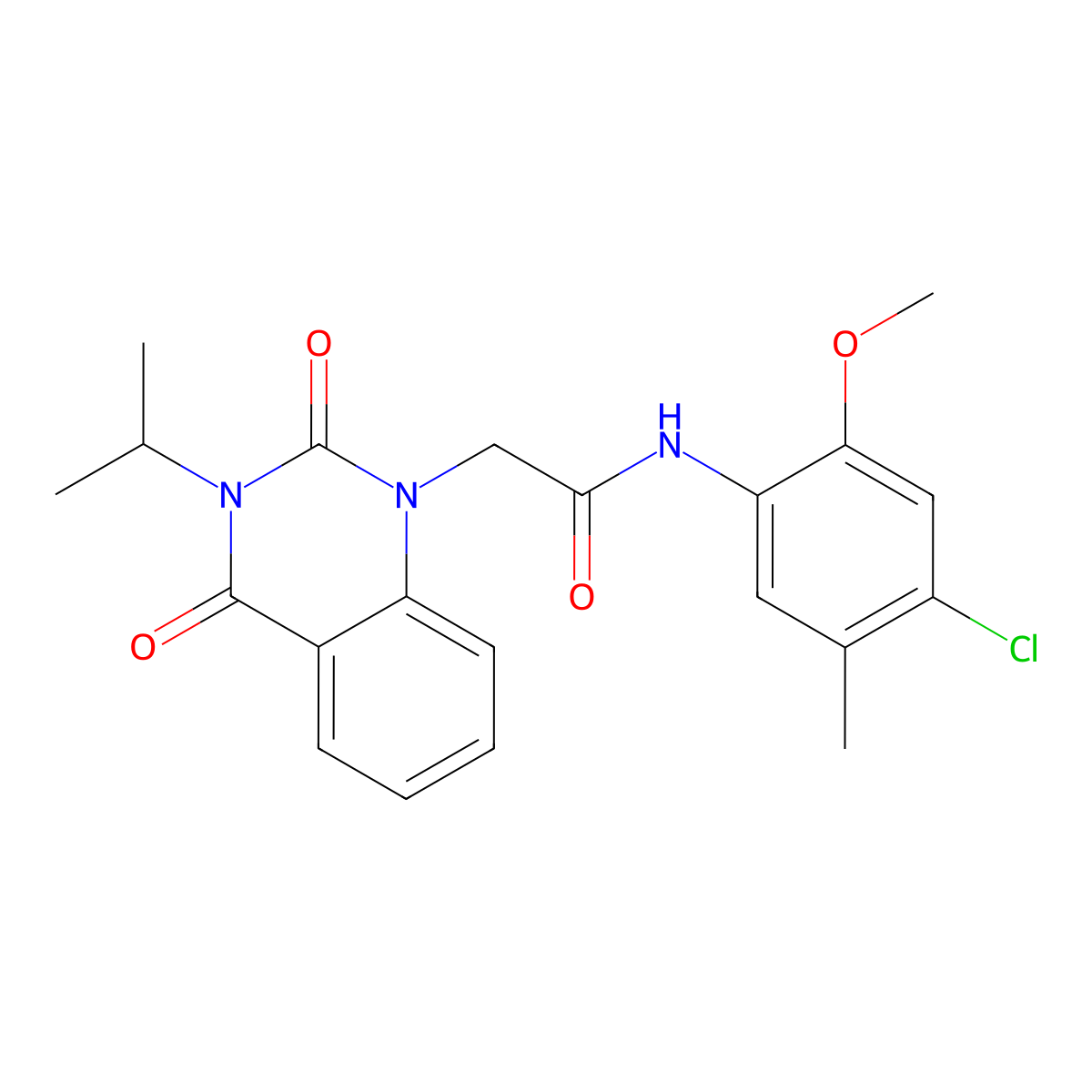 N-(4-chloro-2-methoxy-5-methylphenyl)-2-(3-isopropyl-2,4-dioxo-3,4-dihydroquinazolin-1(2H)-yl)acetamide molecular structure, CAS 1421500-07-3