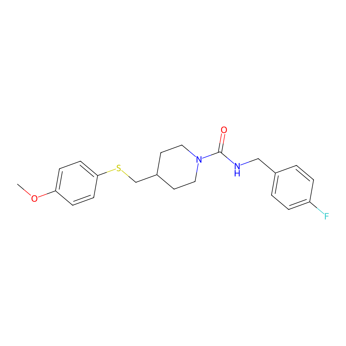 N-[(4-Fluorophenyl)methyl]-4-{[(4-methoxyphenyl)sulfanyl]methyl}piperidine-1-carboxamide molecular structure, CAS 1421500-09-5