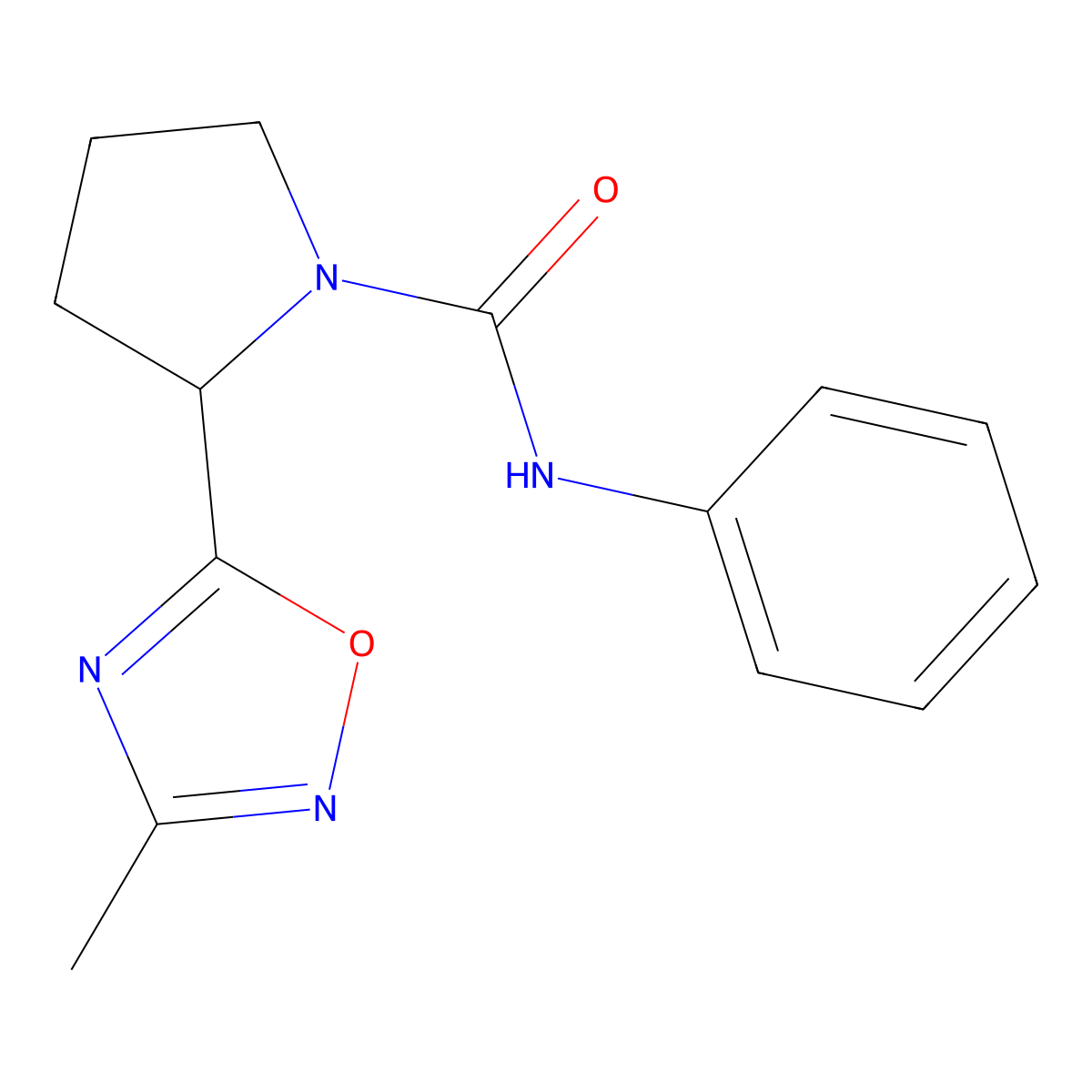 2-(3-methyl-1,2,4-oxadiazol-5-yl)-N-phenylpyrrolidine-1-carboxamide molecular structure, CAS 1421500-30-2