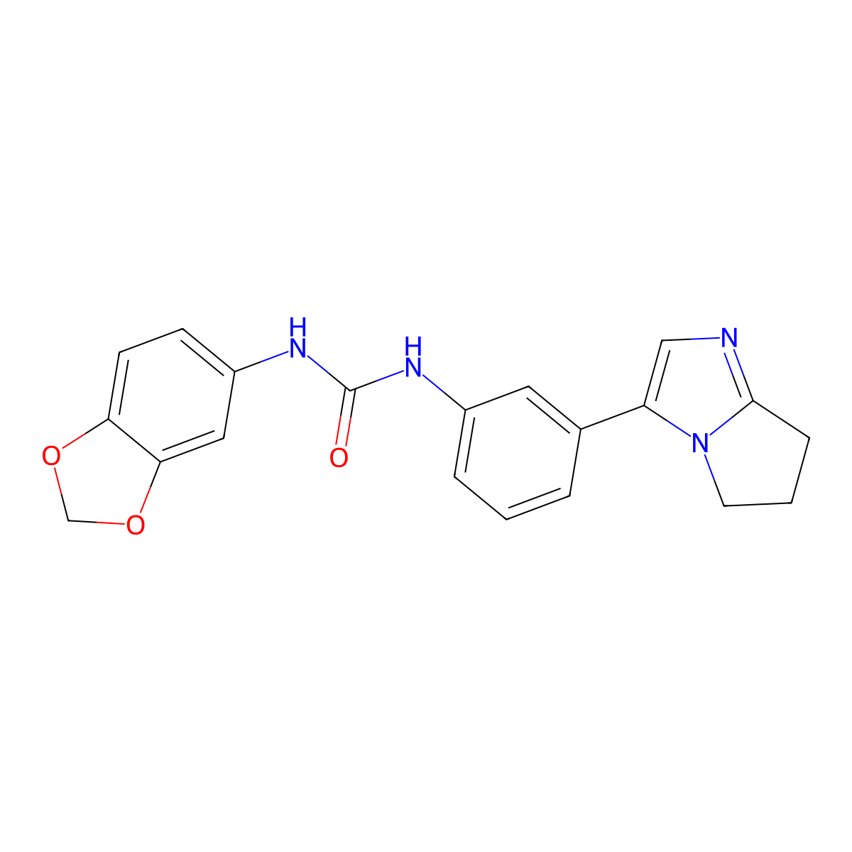 1-(benzo[d][1,3]dioxol-5-yl)-3-(3-(6,7-dihydro-5H-pyrrolo[1,2-a]imidazol-3-yl)phenyl)urea molecular structure, CAS 1421500-31-3