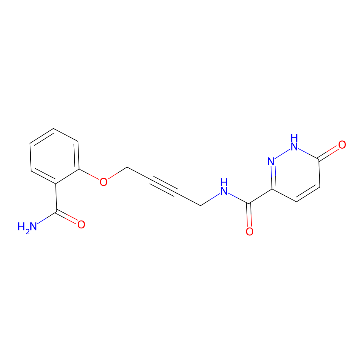 N-(4-(2-carbamoylphenoxy)but-2-yn-1-yl)-6-oxo-1,6-dihydropyridazine-3-carboxamide molecular structure, CAS 1421500-35-7