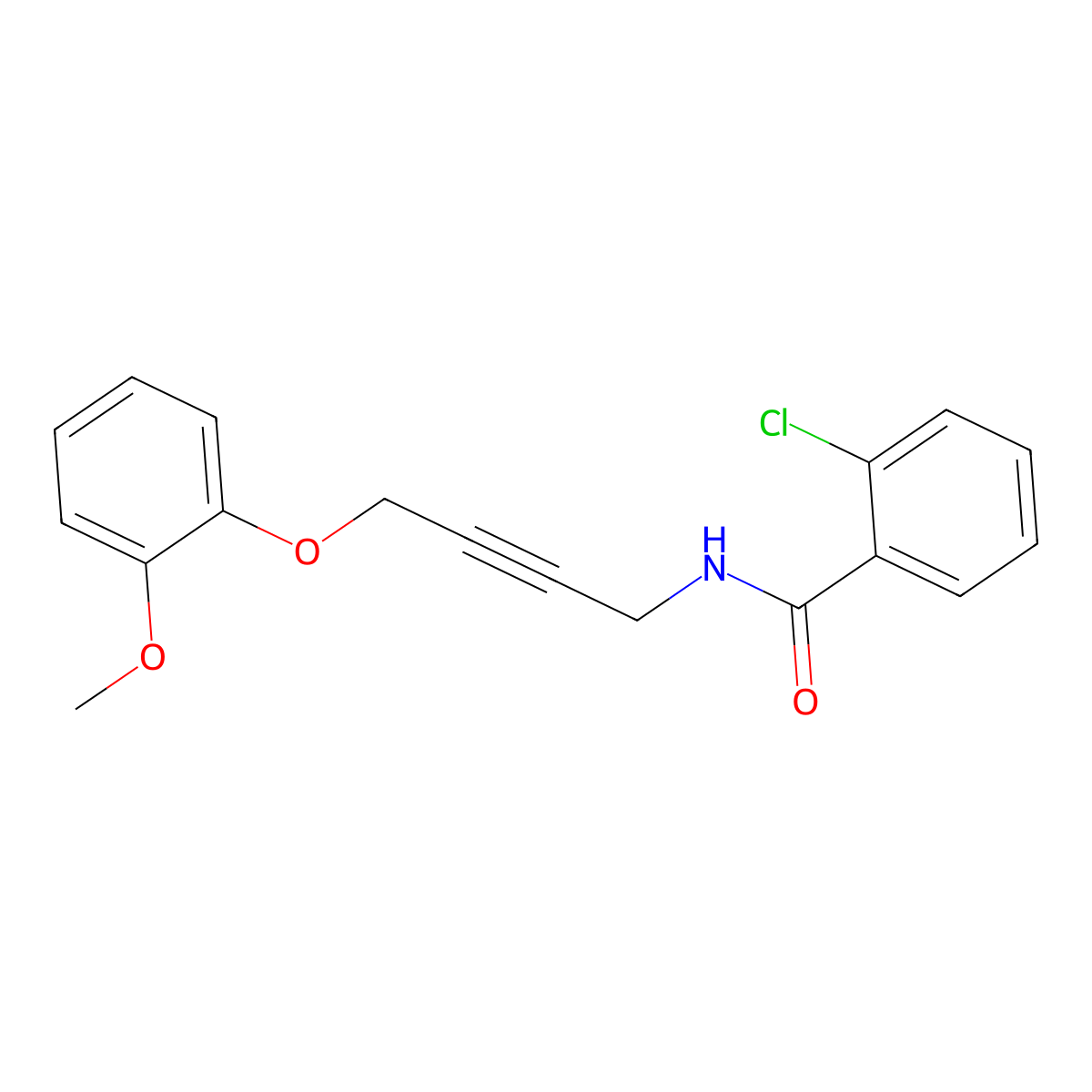 2-Chloro-N-[4-(2-methoxyphenoxy)but-2-YN-1-YL]benzamide molecular structure, CAS 1421500-36-8