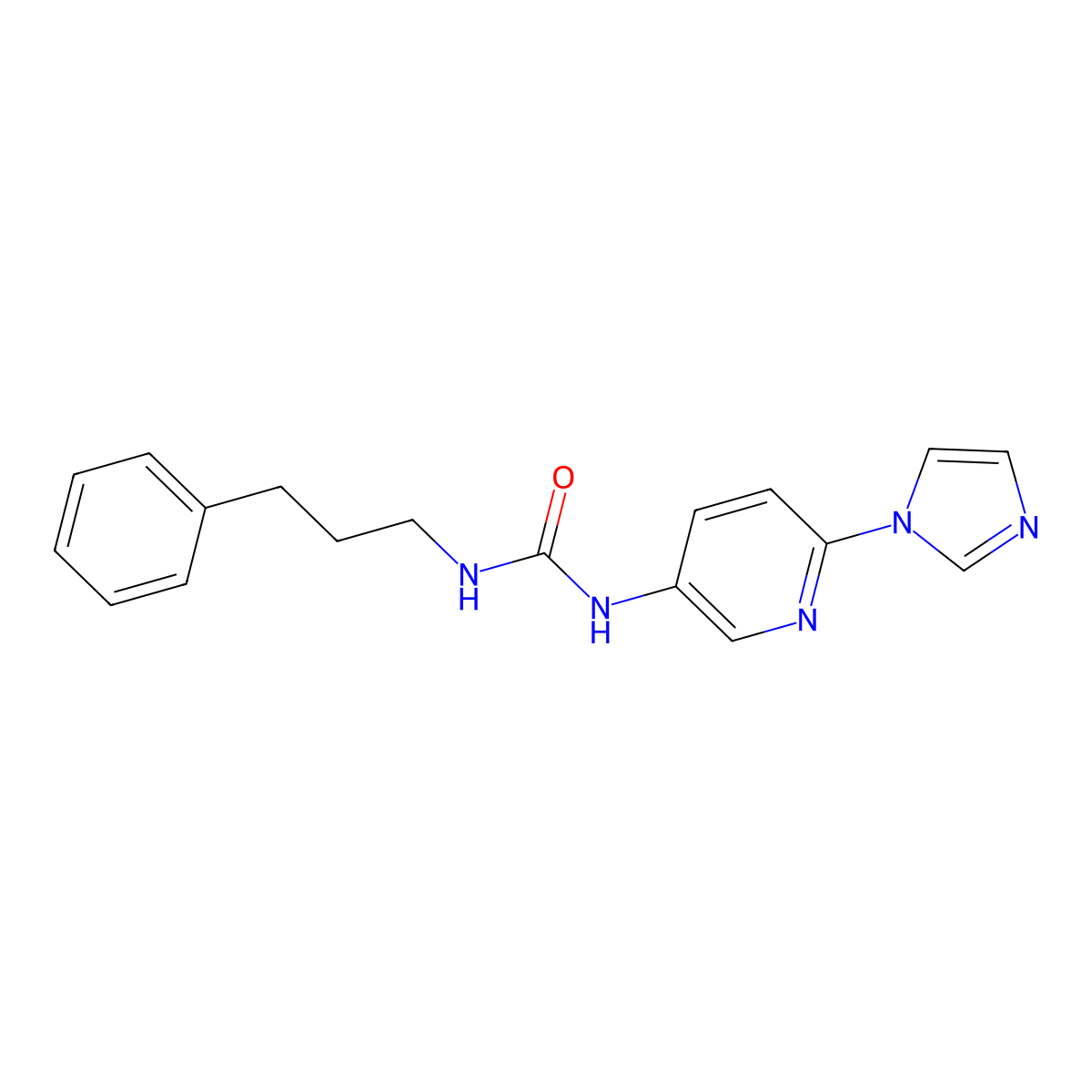 1-(6-(1H-imidazol-1-yl)pyridin-3-yl)-3-(3-phenylpropyl)urea molecular structure, CAS 1421500-39-1